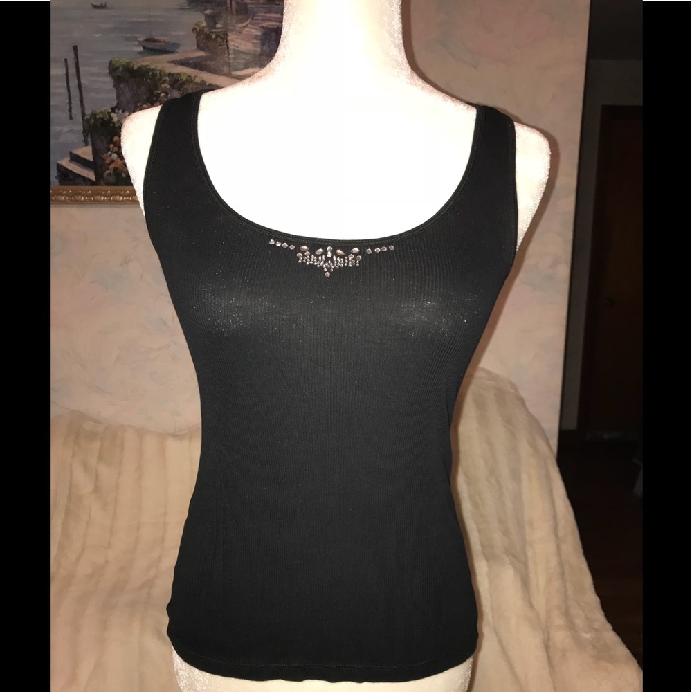S - Express black tank w/ clear rhinestone detail